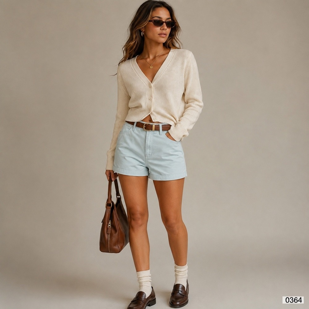 A New Day Women Light Blue Mint Chino Shorts Stretch Cotton Size 6 0364